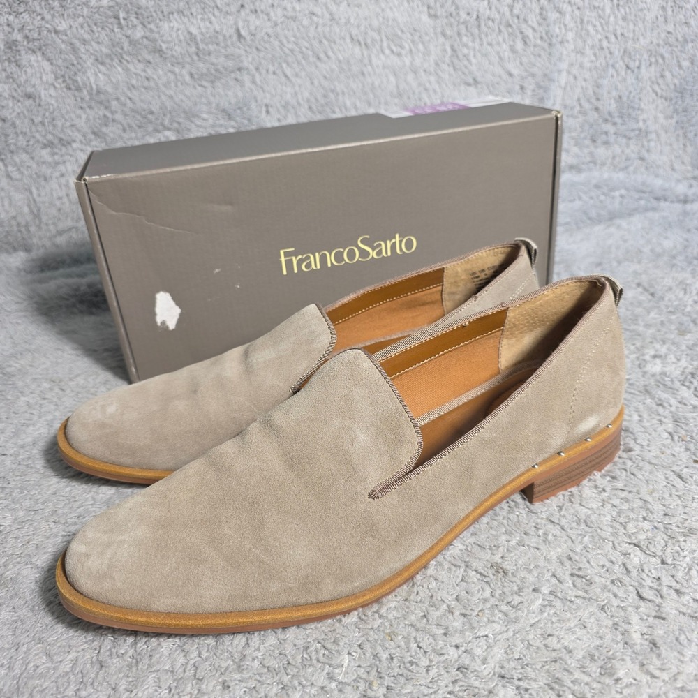 Franco Sarto Taupe Suede Slip-On Loafers